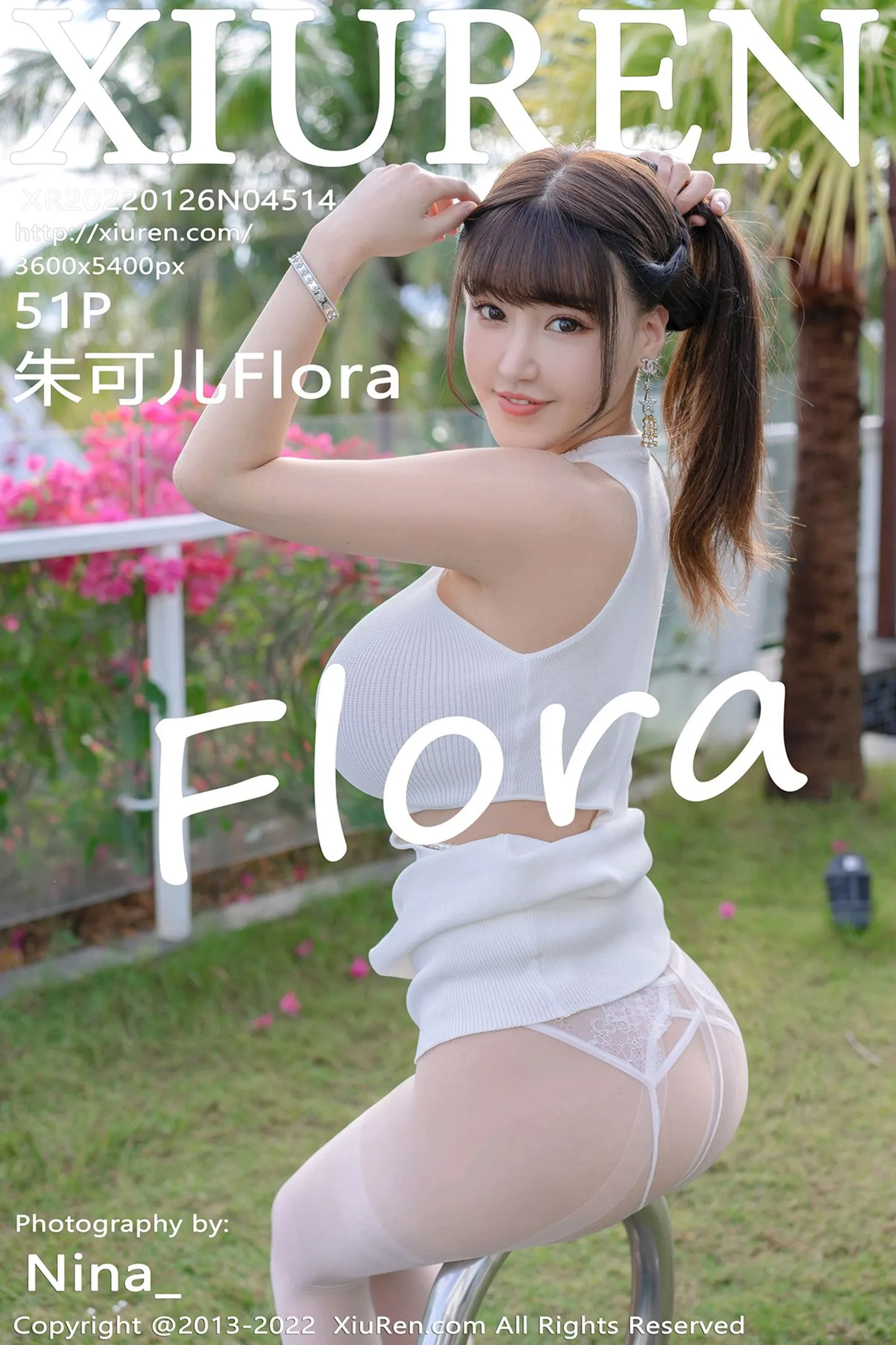 [XiuRen秀人网]VOL.4514 女神朱可儿Flora三亚旅拍撩白色连衣裙露白丝袜丰满诱惑写真51P-秀人网官方网站
